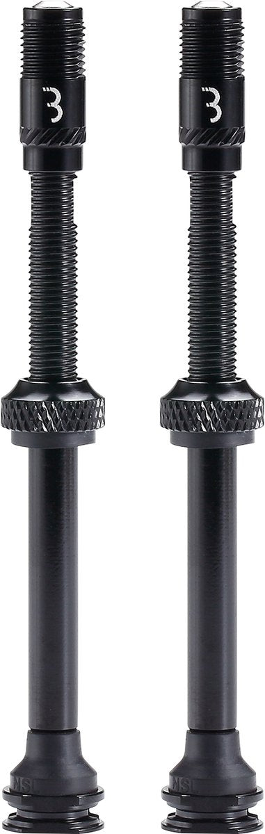 Bbb cycling corecap al valve - tubeless valve set - 300% more airflow - universal pump compatibility - aluminum - 80mm - 2 pieces - black - bti-166