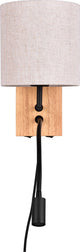 Trio nilam wand lamp met leeslamp - hout naturel - ecru kap