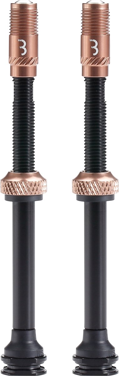 Valvola corecap al ciclismo Bbb - set valvole tubeless - 300% di flusso d'aria in più - compatibilità pompa universale - alluminio - 80mm - 2 pezzi - rame - bti-166
