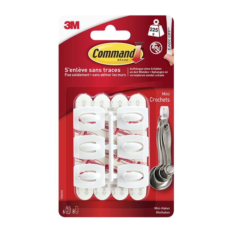 3m 1062198 - ganchos mando blancos con tiras blancas mini | 6 piezas