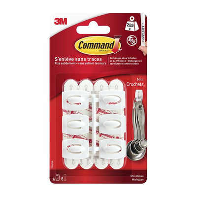 3m 1062198 - comando ganci bianchi con strisce bianche mini | 6 pezzi