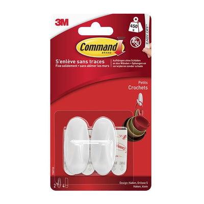 3m 1060950 - tiras cmnd y ganchos de diseño 17082, pequeños, paquete de 2 piezas + 4 piezas | 6 piezas
