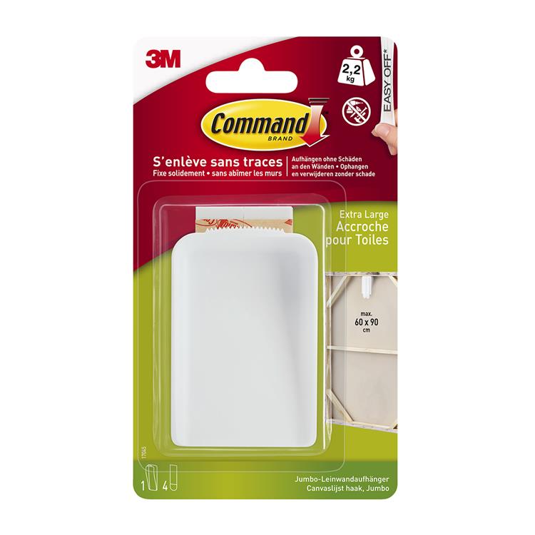 3m 1062192 - comando tela appendiabiti jumbo17045, bianco, 1hk+4s conf | 6 pezzi