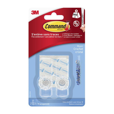 3m 1060676 - gancho de cristal transparente Command, mediano, paquete de 2hk + 3s | 8 piezas