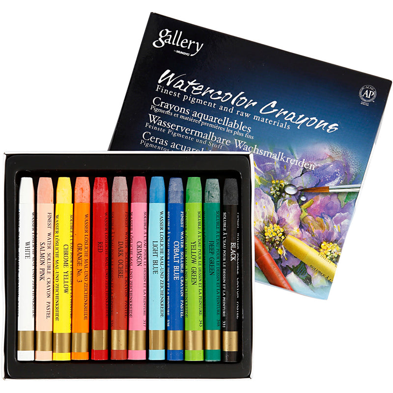 Pastelli acquerello Mungyo, l: 9,3 cm, vari colori, 12 pezzi, 1 scatola
