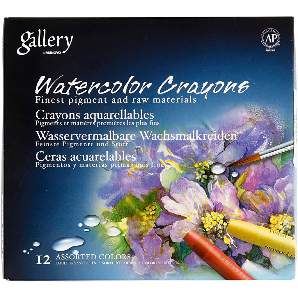 Pastelli acquerello Mungyo, l: 9,3 cm, vari colori, 12 pezzi, 1 scatola