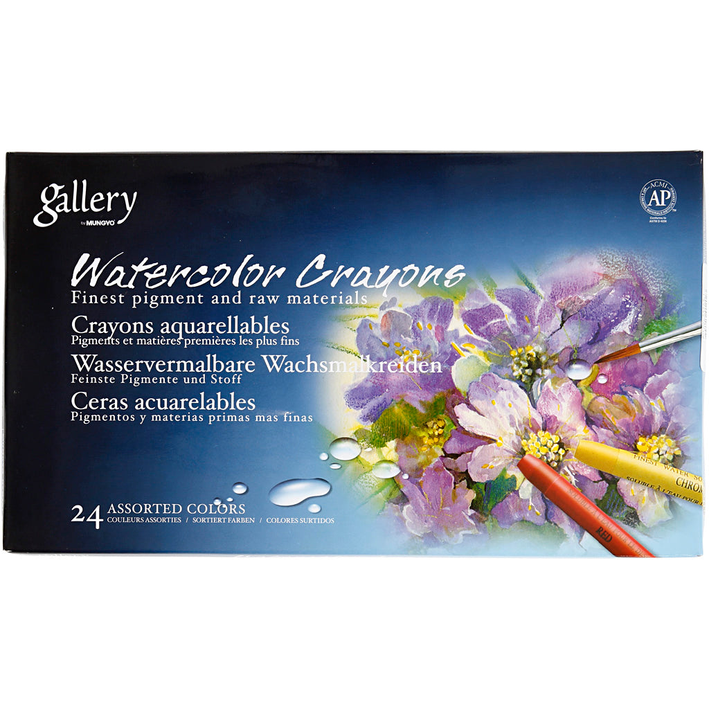 Pastelli acquerello Mungyo, l: 9,3 cm, vari colori, 24 pezzi, 1 scatola