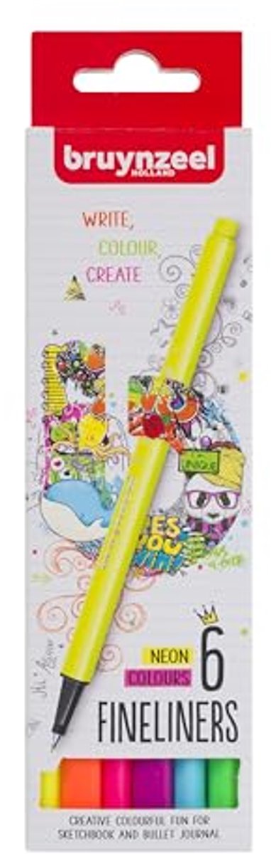 Bruynzeel fineliner set neon 6 colori