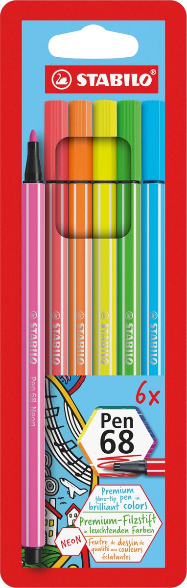 Stabilo Pen 68 - 6 fluorescent colors