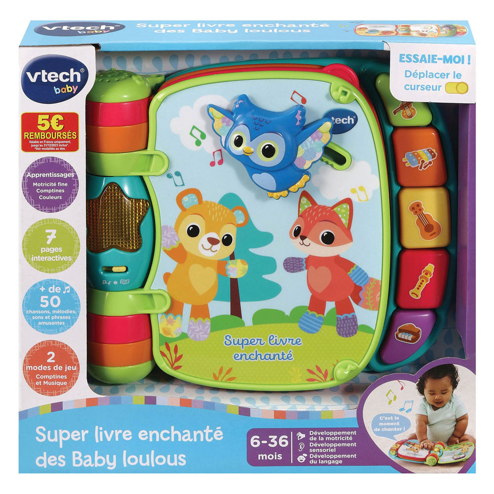Vtech libro infantil interactivo bebé libro súper encantado de gatitos bebé azul multicolor