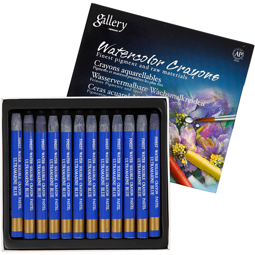 Tiza acuarelable Mungyo, L: 9,3 cm, grosor 8 mm, ultramar (339), 12 piezas 1 caja