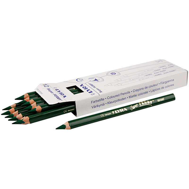 Lyra Super Ferby 1 matite colorate, l: 18 cm, riempimento di 6,25 mm, verde, 12 pezzo 1 scatola