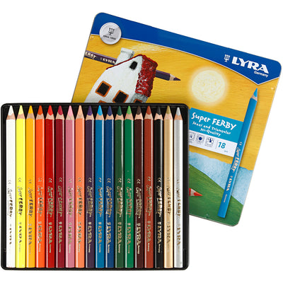 Lyra Super Ferby 1 matite colorate, l: 18 cm, riempimento di 6,25 mm, vari colori, 18 pezzi 1 scatola