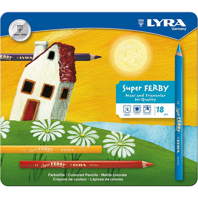 Lyra Super Ferby 1 matite colorate, l: 18 cm, riempimento di 6,25 mm, vari colori, 18 pezzi 1 scatola