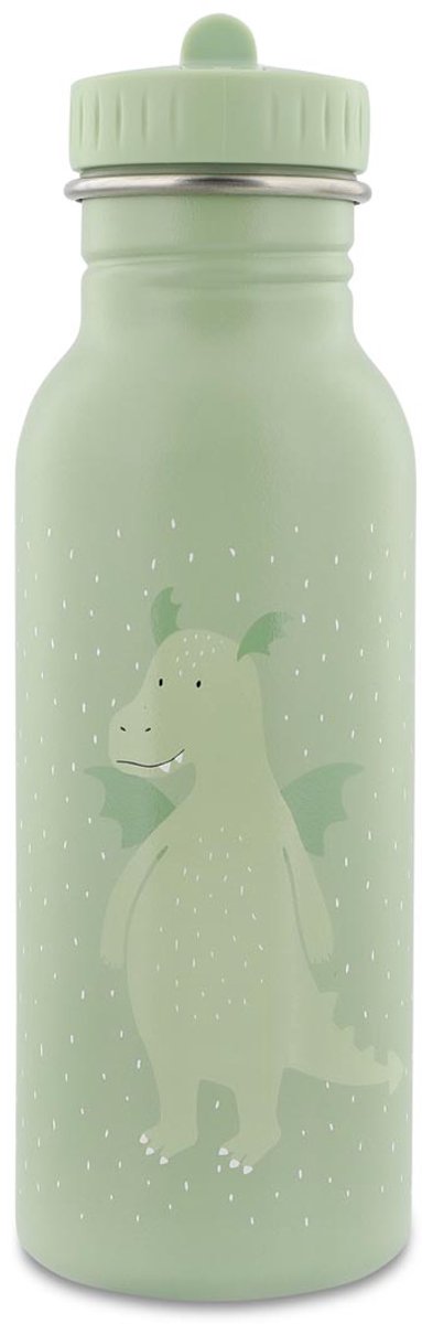 Trixie drinkfles – mr. dragon- rvs waterfles voor kinderen - 500ml - lekvrije fles – groen – draak