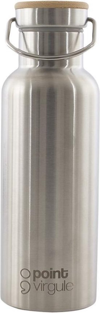 Botella térmica Point-Virgule de acero inoxidable - 500 ml - tapa de bambú