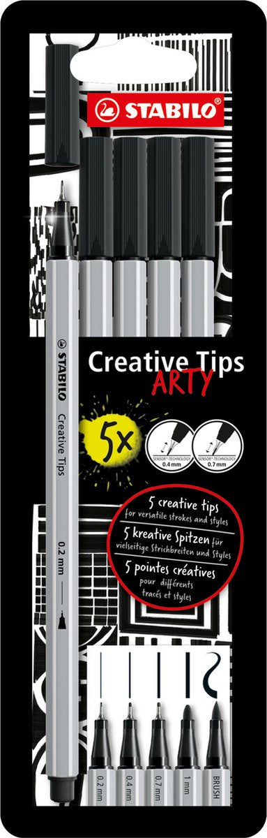 Stabilo creative tips arty bolígrafos negro - 5 piezas