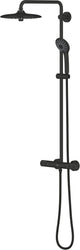Sistema doccia Grohe vitalio joy 260 con termostato cooltouch - soffione da 260 mm a 3 getti e doccetta da 110 mm a 3 getti - risparmio idrico - a parete - nero opaco
