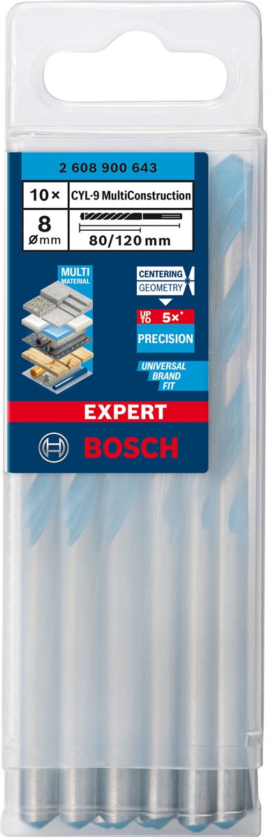 Bosch expert universeelboor cyl-9 multiconstruction 10st 8x80x120
