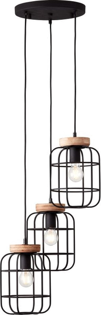 Brilliant Gwen - hanging lamp - E27 max 3x40W - black wood