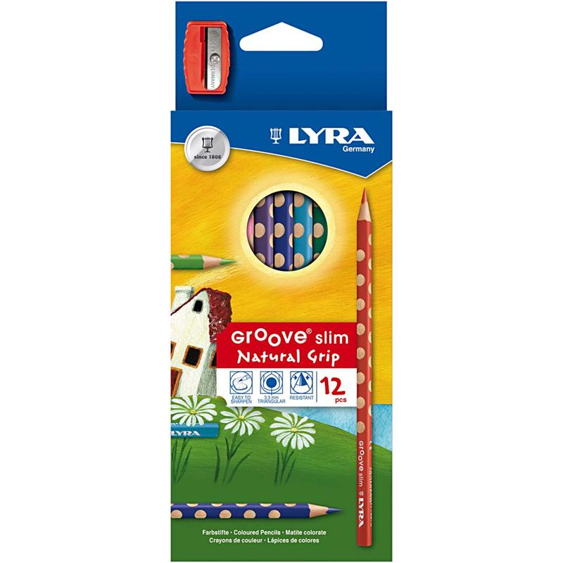 Groove Lyra matite colorate sottili, l: 18 cm, riempimento di 3,3 mm, vari colori, 12 pezzo 1 scatola