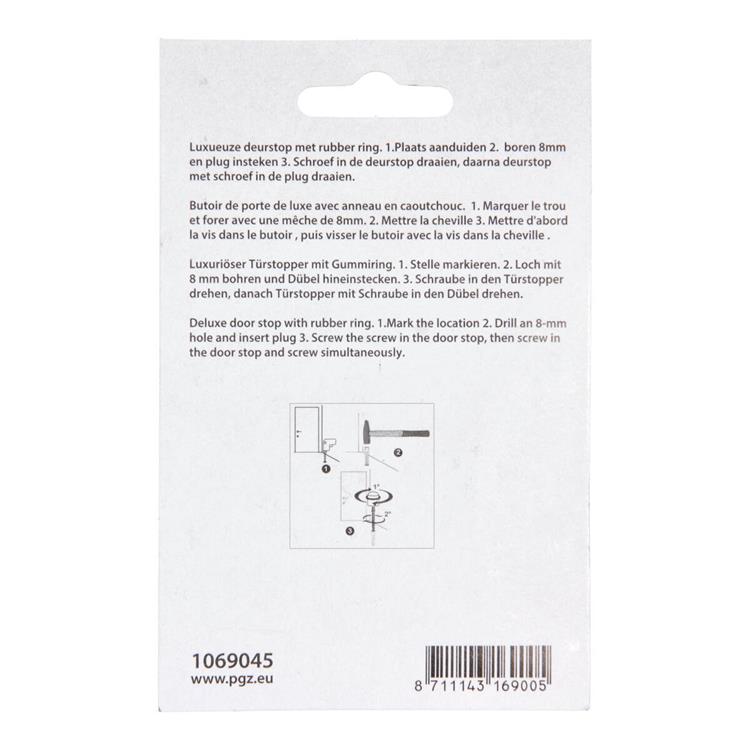 Mack 1069045 - deurstop cilindermodel inox look ø 20h30 mm 4 st pc | 6 stuks