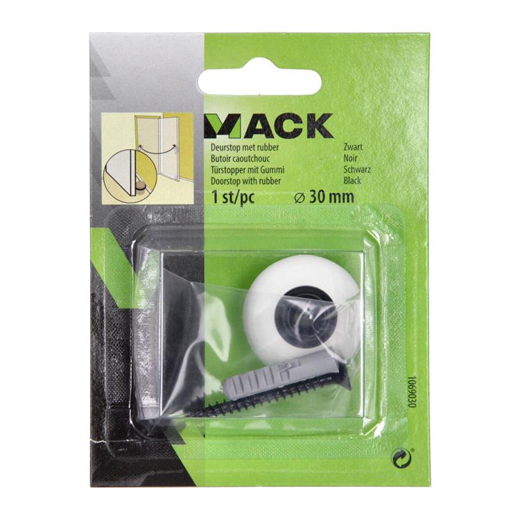 Mack 1069030 - fermaporta con gomma nera ø 30 mm 1 pz pz | 6 pezzi