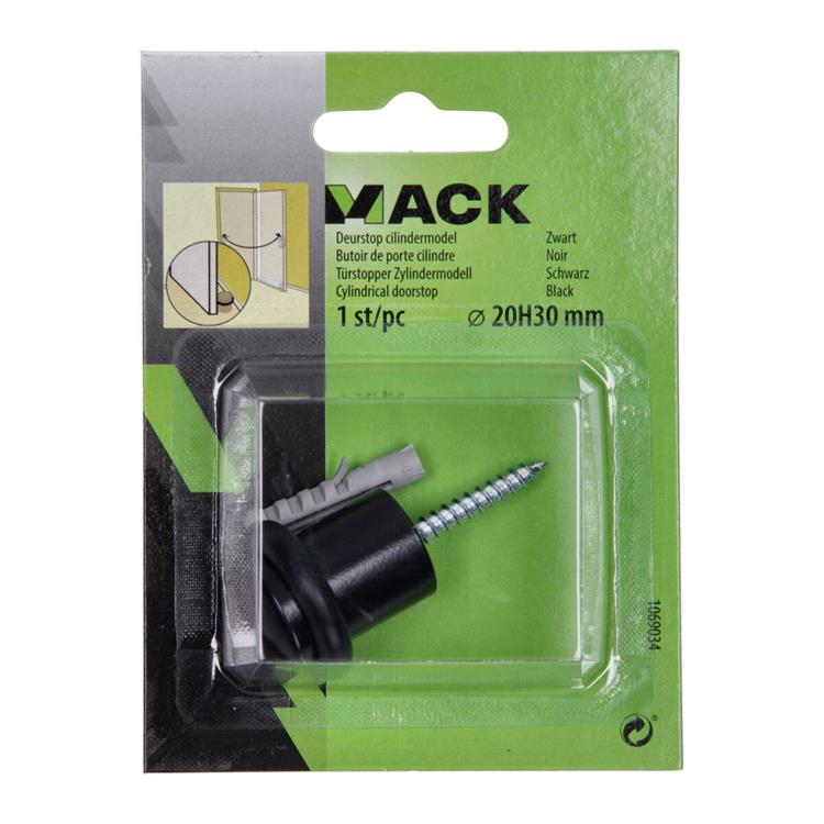 Mack 1069034 - cilindro fermaporta modello nero ø 20h30 mm 1 pz pz | 6 pezzi