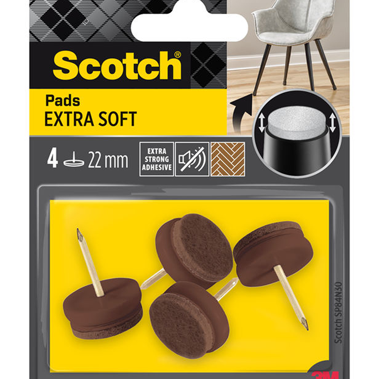 3m 1070705 - Scotch® feltrini extra morbidi da inchiodare marrone ø 22 mm | 16 pezzi