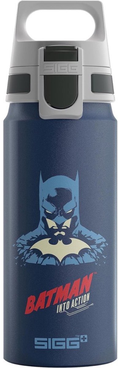 Cantimplora Sigg Batman de aluminio de 0,6 l: apta para niños y a prueba de fugas.