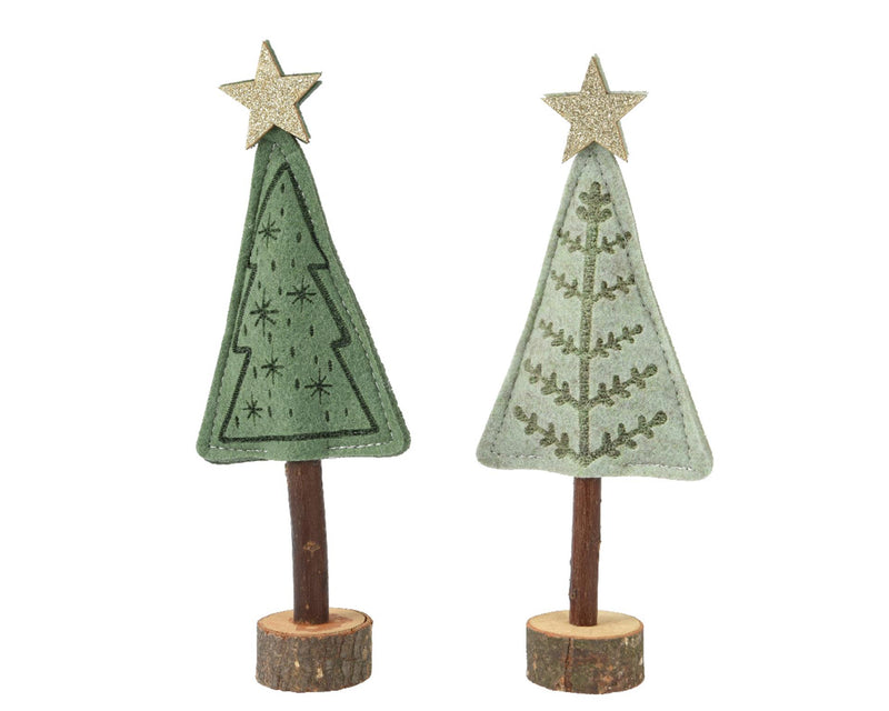 Decoris beeld kerstboom vilt groen 20cm