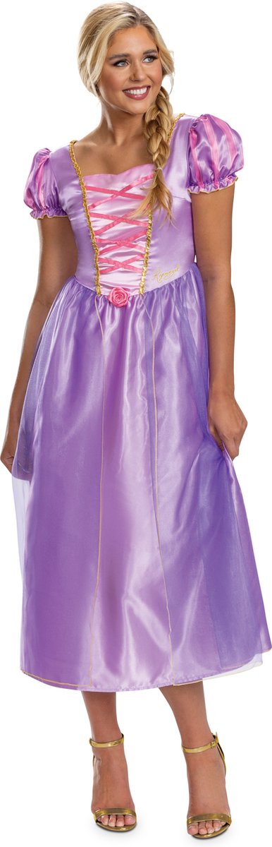 Disfraz princesa disney - enredados, vestido rapunzel basic plus, talla m (8-10), adultos