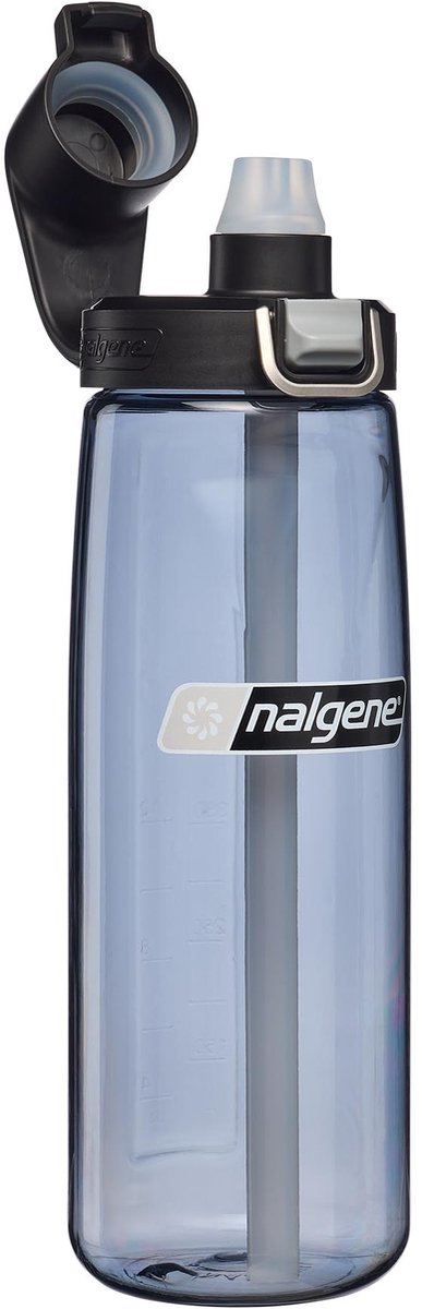 Nalgene - botella con pajita - botella para beber - botella de agua - pajita - 650 ml tapa gris negra sustentar ¡nuevo!