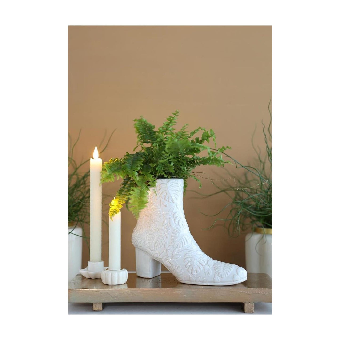 Ideas 4 seasons vaas bootie crème ø7x22x19cm