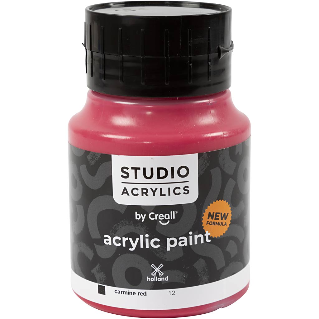 Pintura acrílica Creall studio, opaca, rojo carmín (12), 500 ml 1 botella