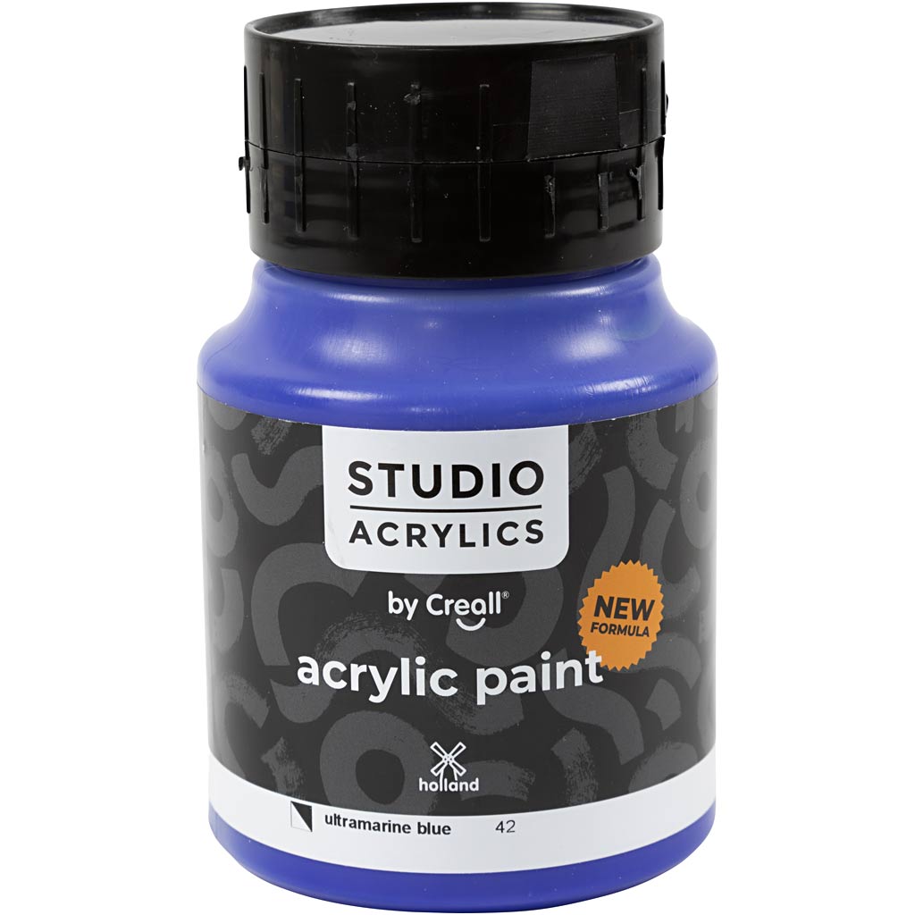 Pintura acrílica Creall studio, semiopaca, azul ultramar (42), 500 ml 1 botella