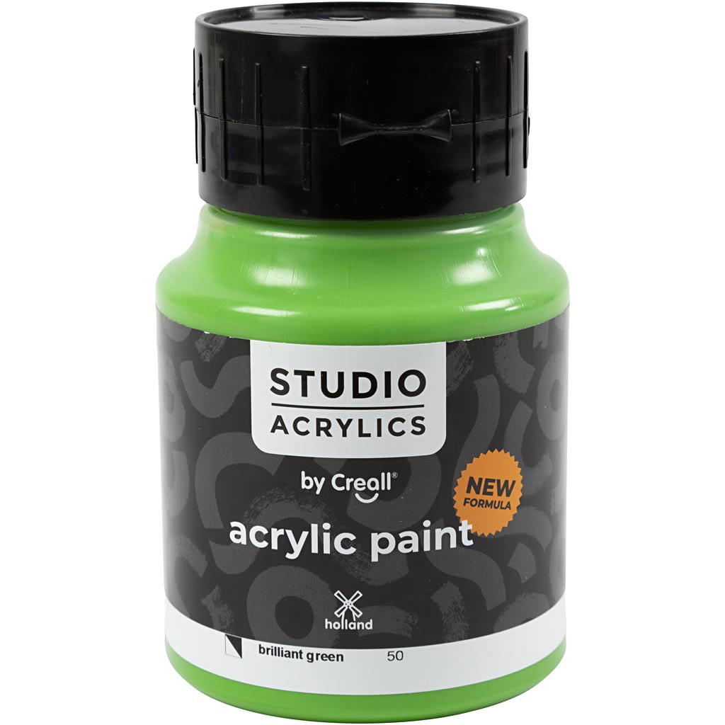 Pintura acrílica Creall studio, semiopaca, verde brillante (50), 500 ml 1 botella