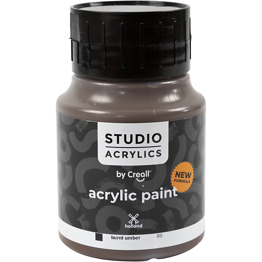 Pintura acrílica Creall Studio, opaca, sombra quemada (69), 500 ml 1 botella