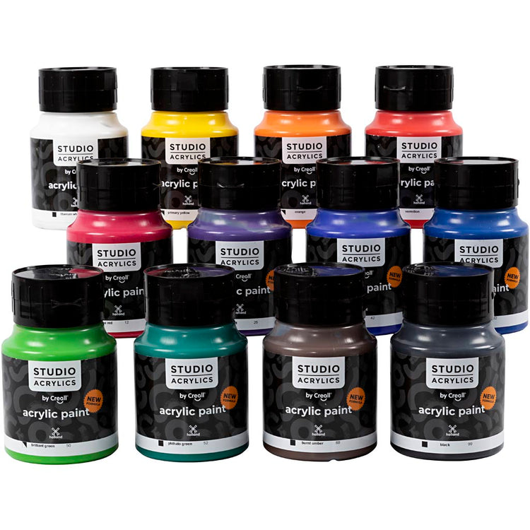 Creall studio acrylic paint, various colors, 12x500 ml 1 box