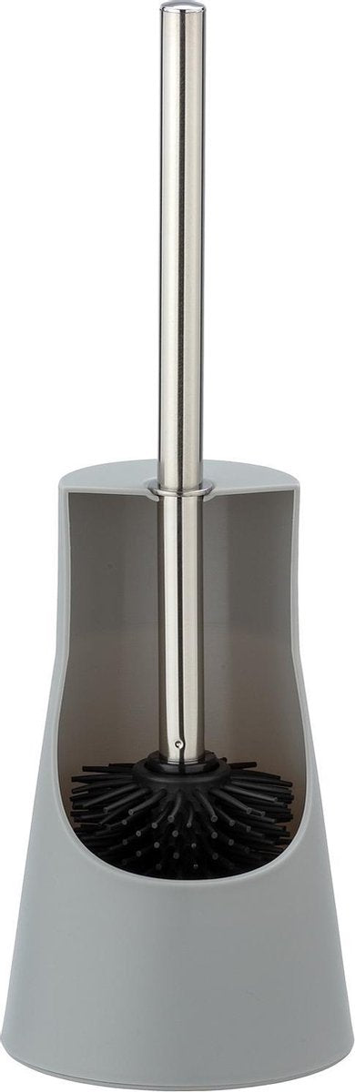 Wenko escobillero arese de plástico gris mate con cabezal de cepillo de silicona - higiénico y de secado rápido - escobillero con soporte - escobillero con soporte independiente