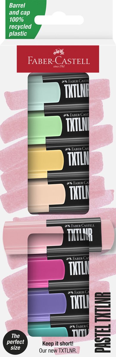 Faber-castell pennarello testo txtlnr - mini - colori pastello - 8 pezzi - evidenziatori - fc-154218