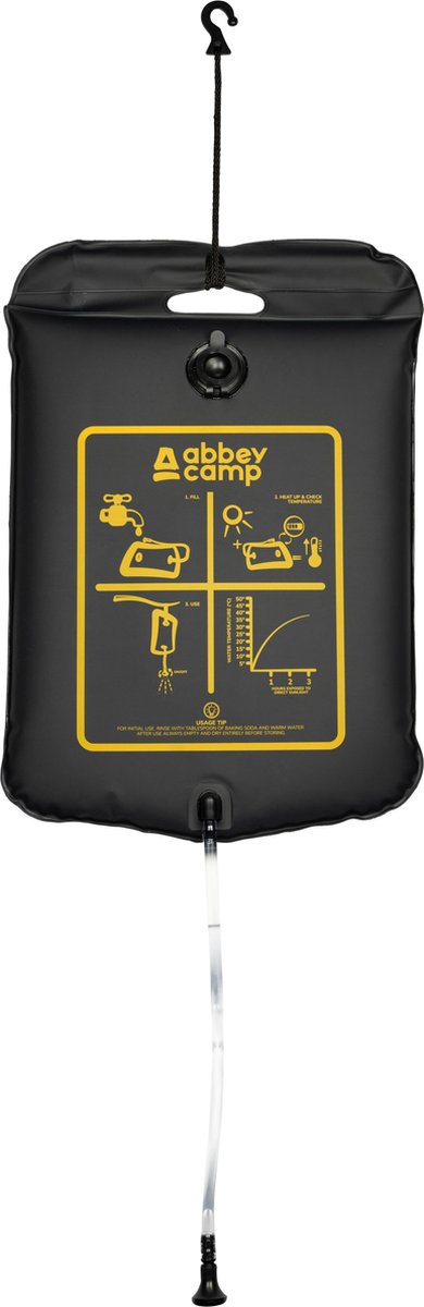 Abbey camp - ducha solar para acampar - 20 litros - incluye termómetro - negro