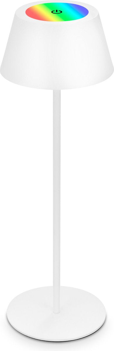 Briloner b.k.licht kiki rgb - lámpara de mesa recargable - lámpara sin mocos - regulable - para exterior e interior - USB-C - altura regulable - ø12cm - blanco
