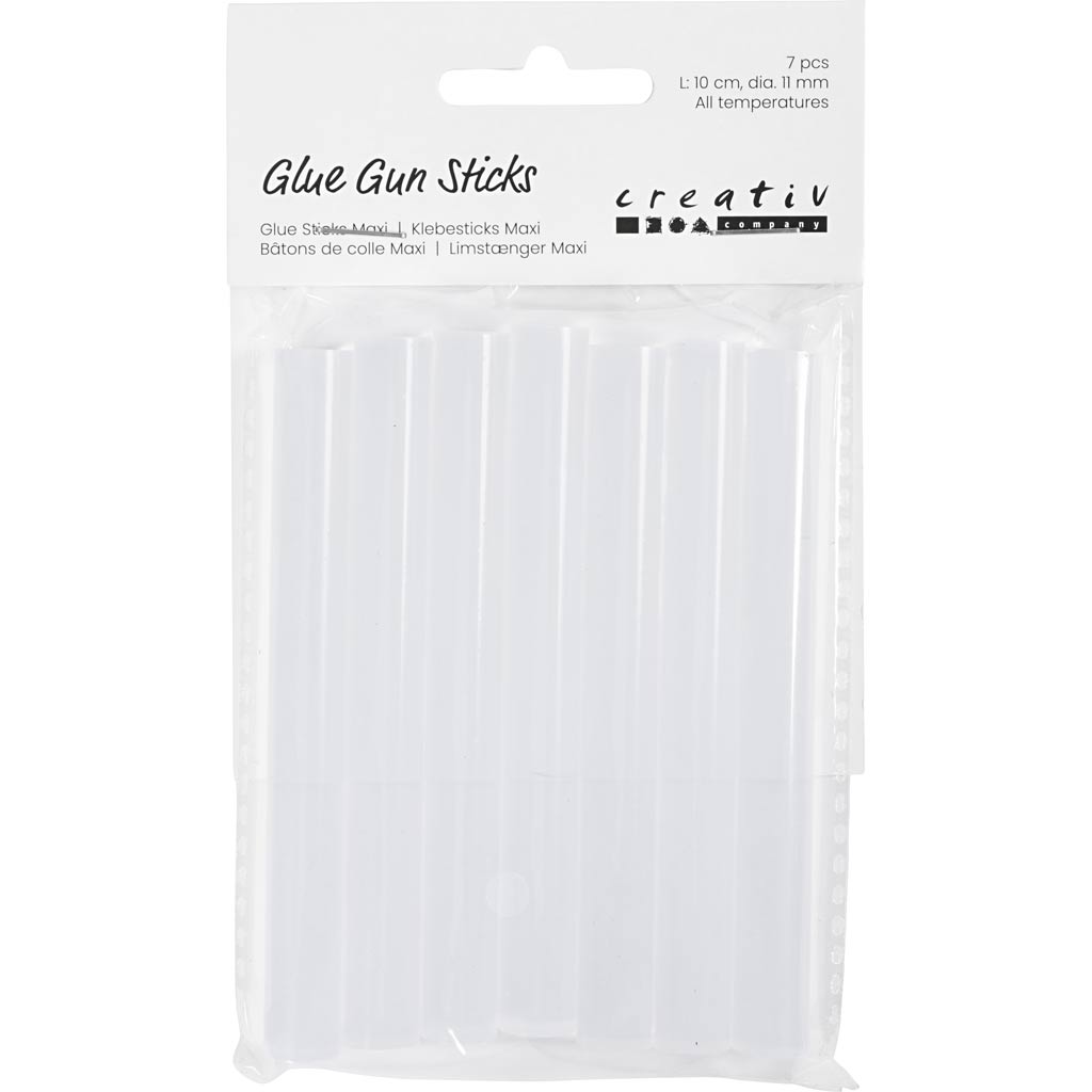 Creativ company glue gun refills maxi, l: 10 cm, d 11 mm, 7 pieces 1 box