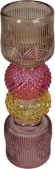 Hd collection kaarsenhouder glas multi 7,5x7,5x23cm