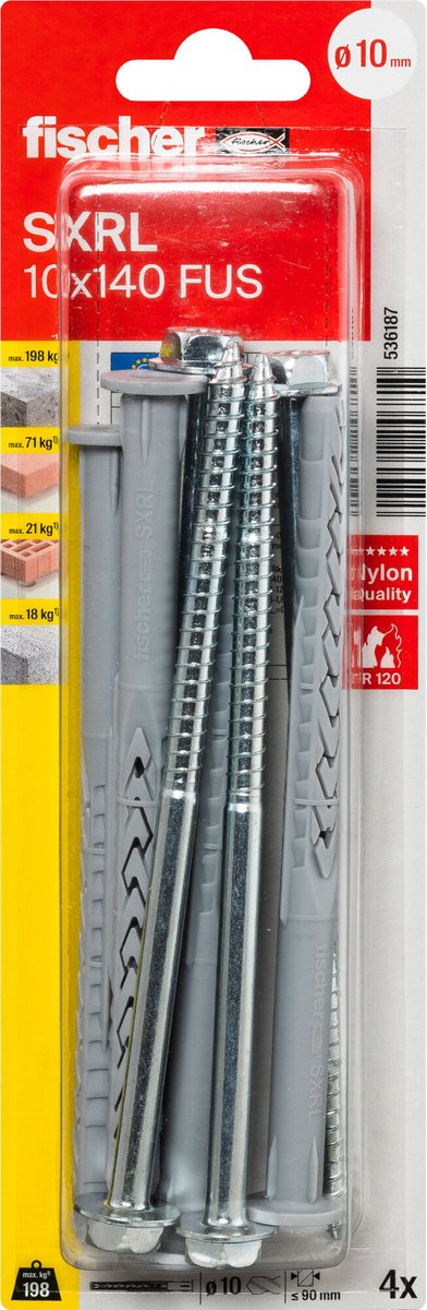 Fischer 536187 sxrl 10 x 140 fus k nv construction plug 140 mm 1 set(s)