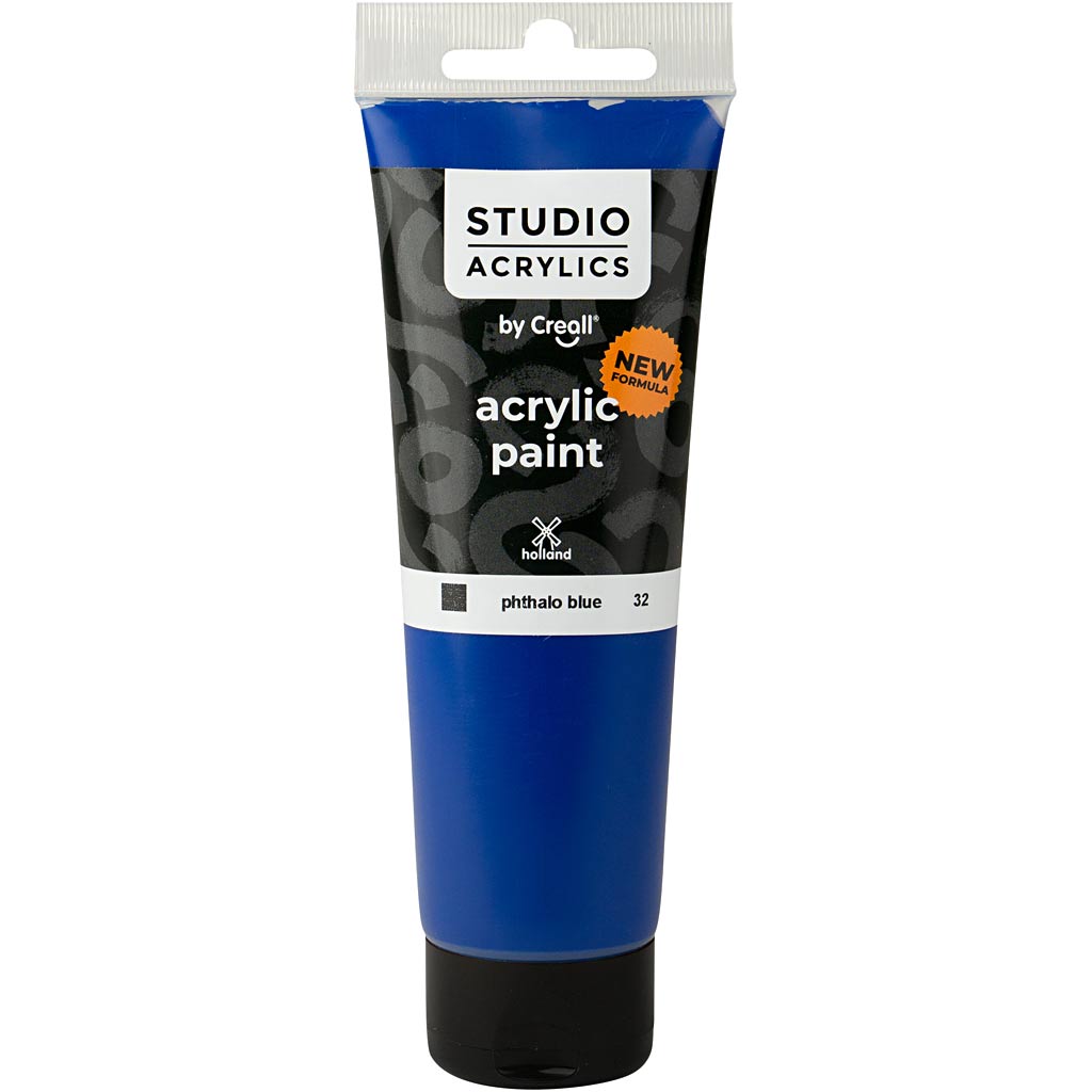 Pittura acrilica Creall Studio, opaca, blu ftalo (32), 1 bottiglia da 120 ml