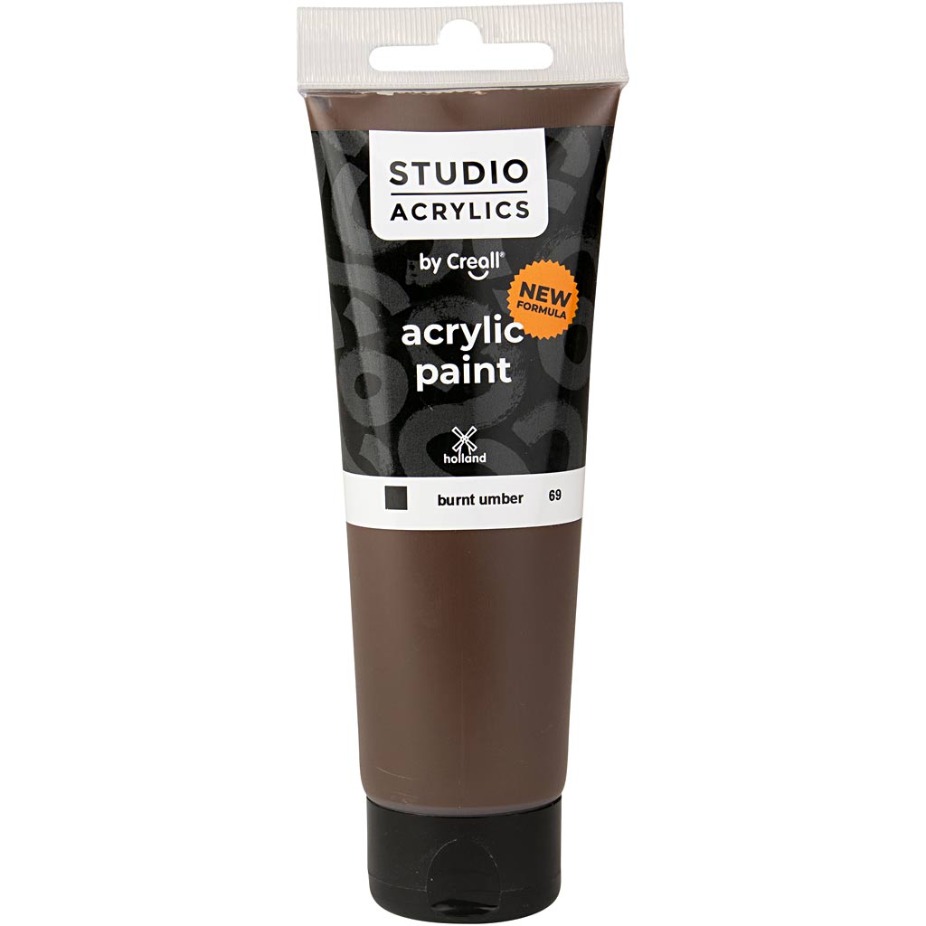 Pittura acrilica Creall Studio, opaca, terra d'ombra bruciata (69), 1 flacone da 120 ml