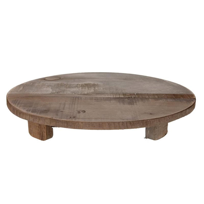 Naturel collections tray met voet oud hout ø38x7cm