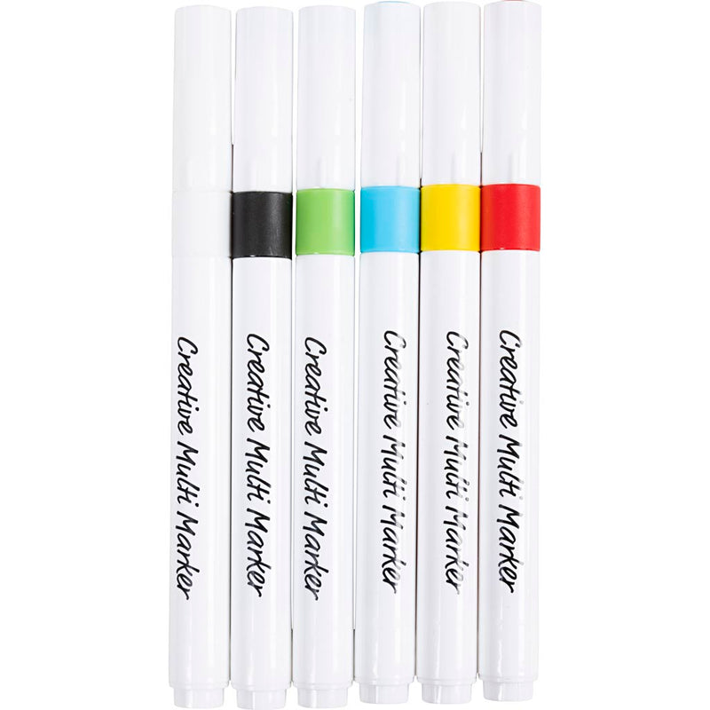 Creativ Company Creative Multi Marker, larghezza tratto 4 mm, vari colori, 6 pezzi 1 scatola